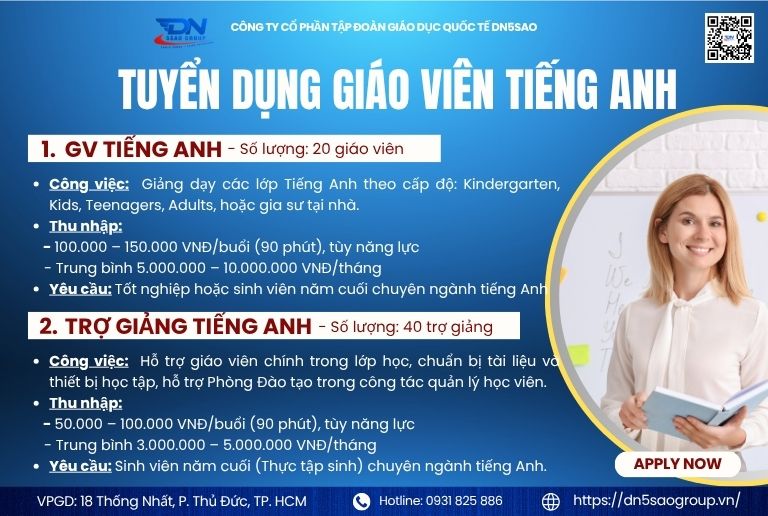 Tuyển Dụng Giáo Viên Tiếng Anh