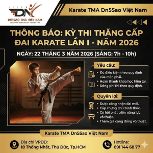 Thông bao kỳ thi lên đai lần I, ngày 22 tháng 03 năm 2026